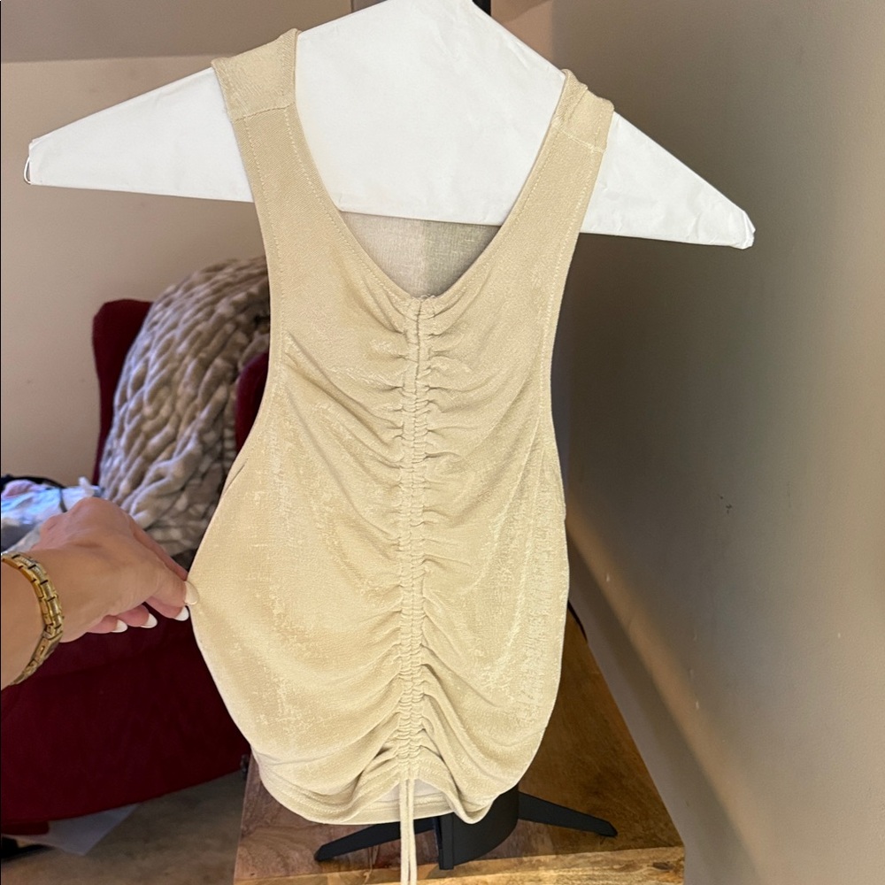 Cream Ruched Tank Top